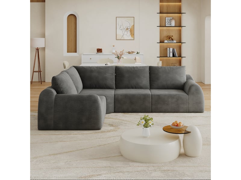 Canapé de salon, canapé pour séjour, gris foncé, sans montage, format compressé, 267 cm, pour salon, appartement, chambre  - Conforama D