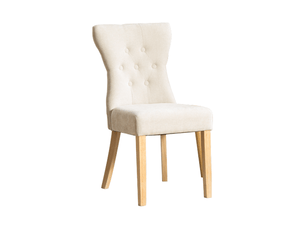 Chaises de salle à manger en bois massif rembourrées en chenille beige, pieds bois, clous décoratifs 2 piècescarton