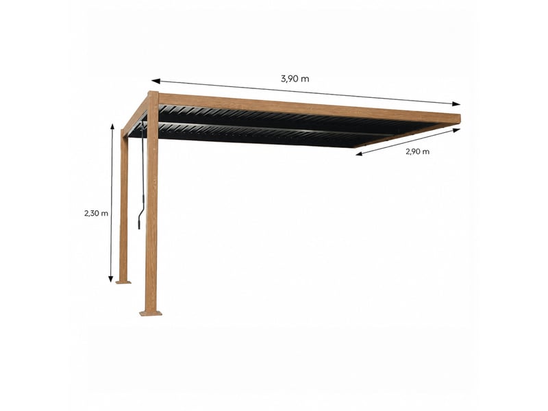  Pergola bioclimatique 4x3m adossée effet bois sifnos  - Conforama C
