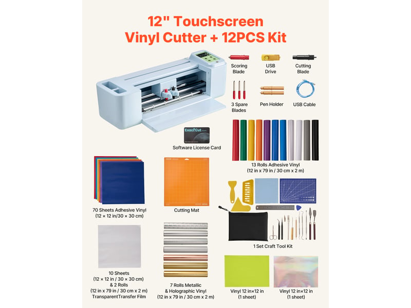  Vevor machine de découpe découpeuse de vinyle 305 mm à écran tactile pour diy  - Conforama B