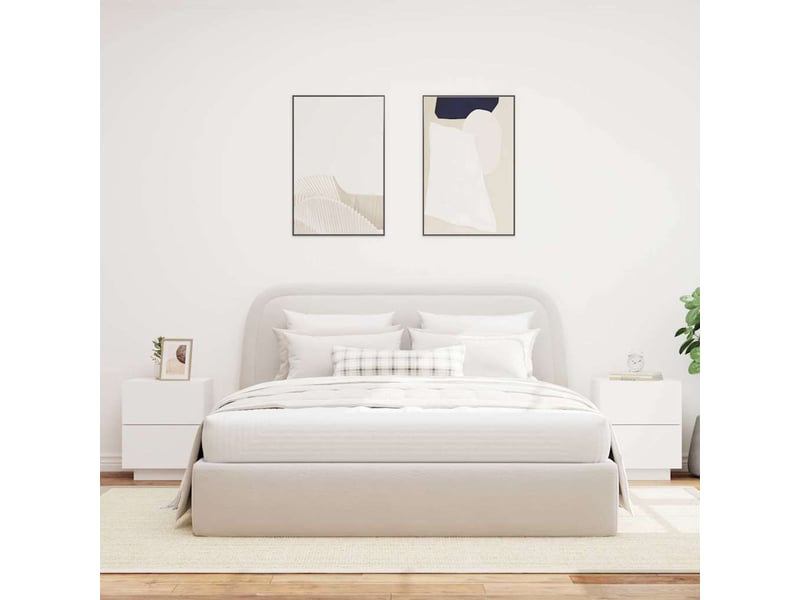  Lot de 2 tables de chevet - cabinet de chevet - table de nuit et lumières led blanc bois d'ingénierie  - Conforama B