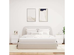 Lot de 2 tables de chevet - cabinet de chevet - table de nuit et lumières led blanc bois d'ingénierie