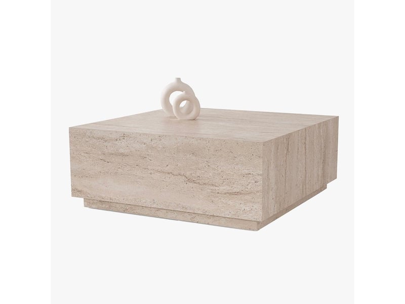  Table basse carrée beige 90 cm  - Conforama A
