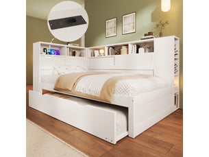 Lit gigogne 90x200 cm <strong></strong>  <strong></strong> coloris blanc