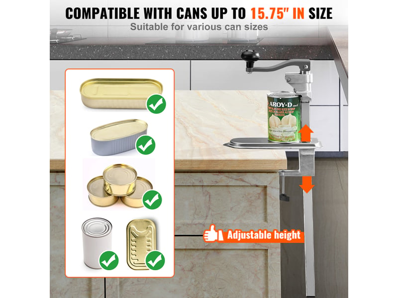  Vevor ouvre-boîte manuel de table robuste canettes 40 cm fixé par vis et pince  - Conforama C