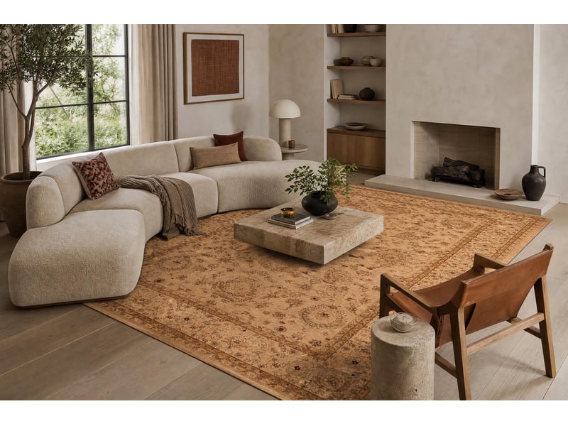  Tapis en laine kashqai 4303 100 oriental, cadre, ornement couleur saumon   vert 160x240 cm  - Conforama D