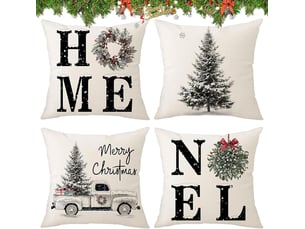 Coussins de noël, housses de coussin décoratives pour canapé, lit et maison - décoration de noël 45 x 45 cm, blanc
