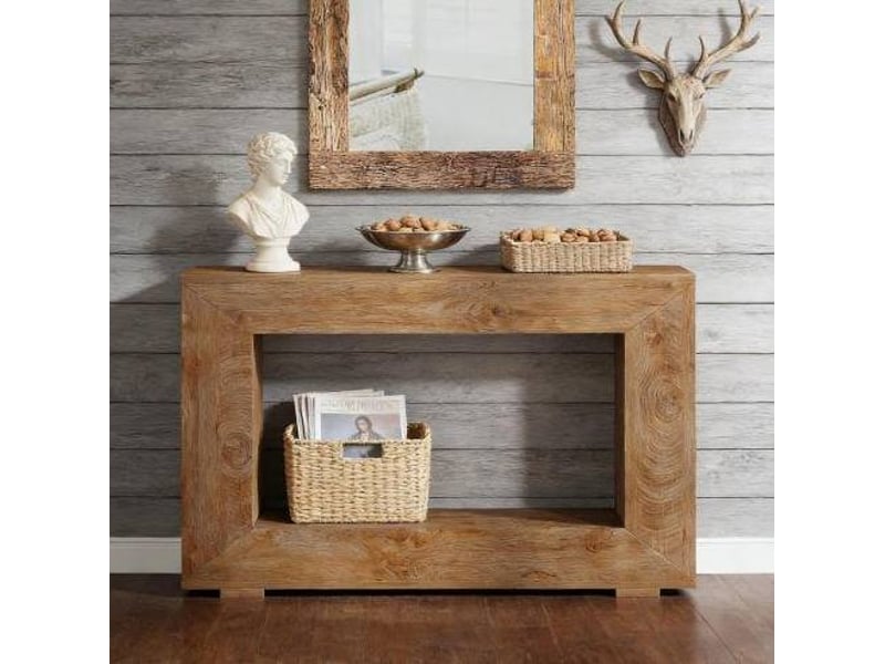  Table console d'entrée 120 x 30 cm, rangement ouvert, marron, panneaux de particules  - Conforama E