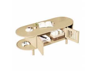 Table basse ovale coloris bois clair <strong></strong> <strong></strong> - 40 cmx100 cm