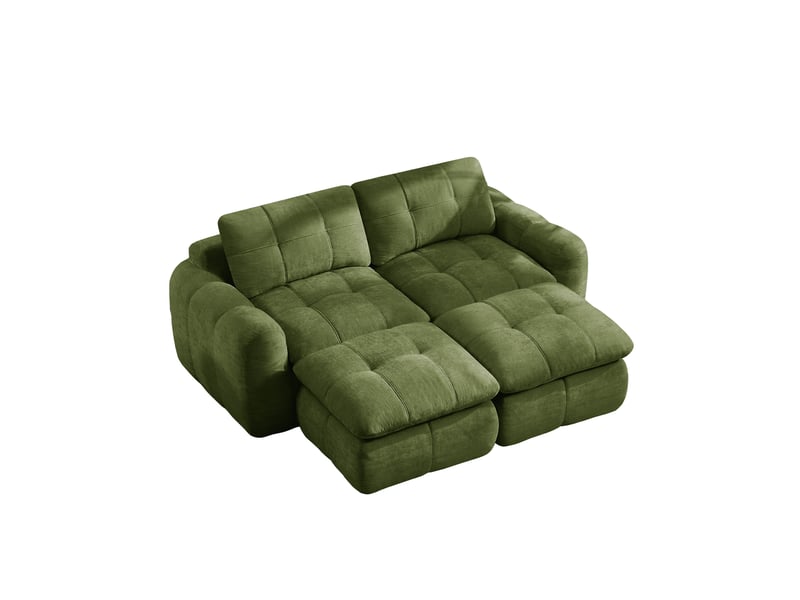  Canapé fixe, droit, modulaire, en tissu chenille, vert 194x160x68cm - Conforama E
