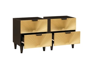 Table de chevet - cabinet de chevet - table de nuit 2 pc noir et or 40 x 33 x 46 cm
