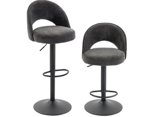 Tabourets de bar réglables 360° lot de 2 49,5 x 48 cm – gris foncé – dossier enveloppant, pied noir