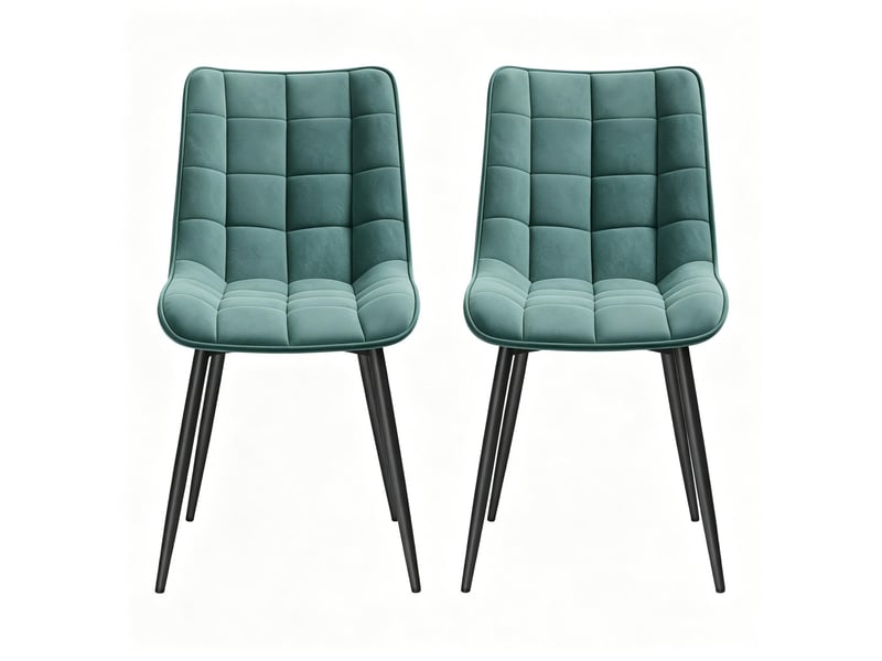  Lot de 2 chaises de salle à manger en velours bleu sarcelle T5828P577048 - Conforama A