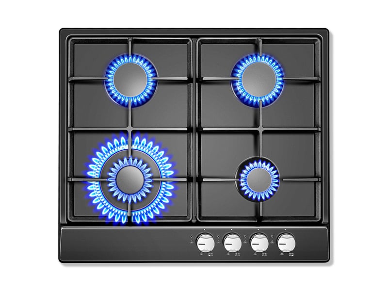  Plaque de cuisson gaz 4 feux, plaque gaz émaillée noire 58 cm, allumage automatique, gaz naturel ou propane, encastrable ou posable  - Conforama A