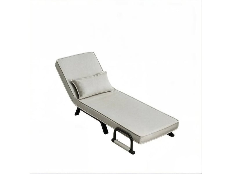 Fauteuil convertible 3 en 1 avec dossier réglable sur 5 positions et coussin amovible en tissu gris clair - Conforama A