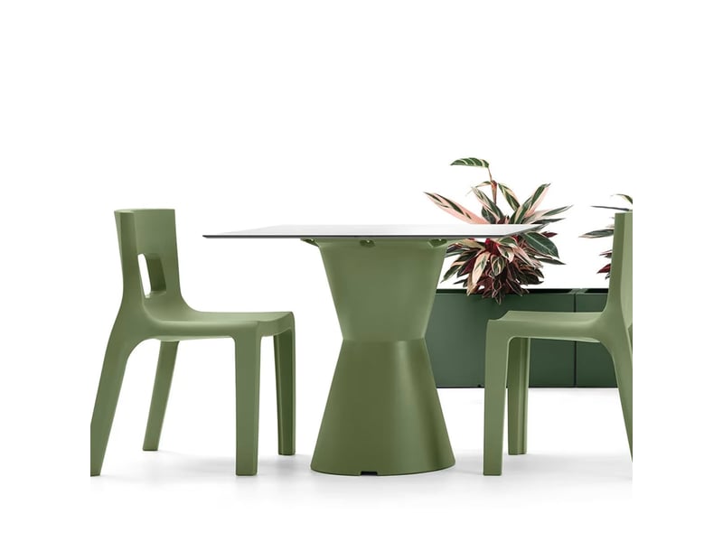  Plateau de table hpl carré 70x70 cm avec base de support tiffany - blanc  - Conforama C