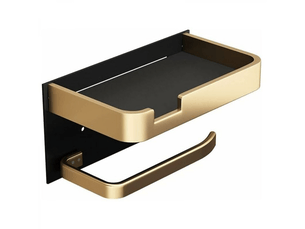 Porte-papier toilette mural avec support pour téléphone portable, porte-papier toilette moderne en viscose, or et noir