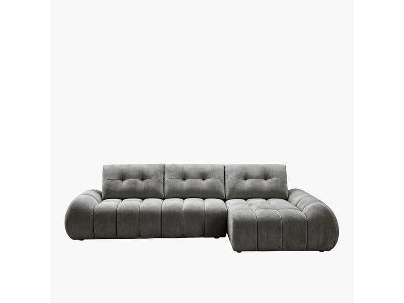  Canapé d'angle en tissu capitonné gris - angle droit  - Conforama A
