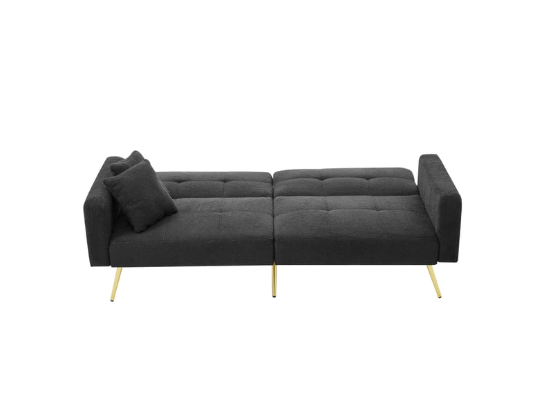  Canapé-lit 175x64x72 cm convertible, angle réglable, poches latérales, bois, gris anthracite  - Conforama E