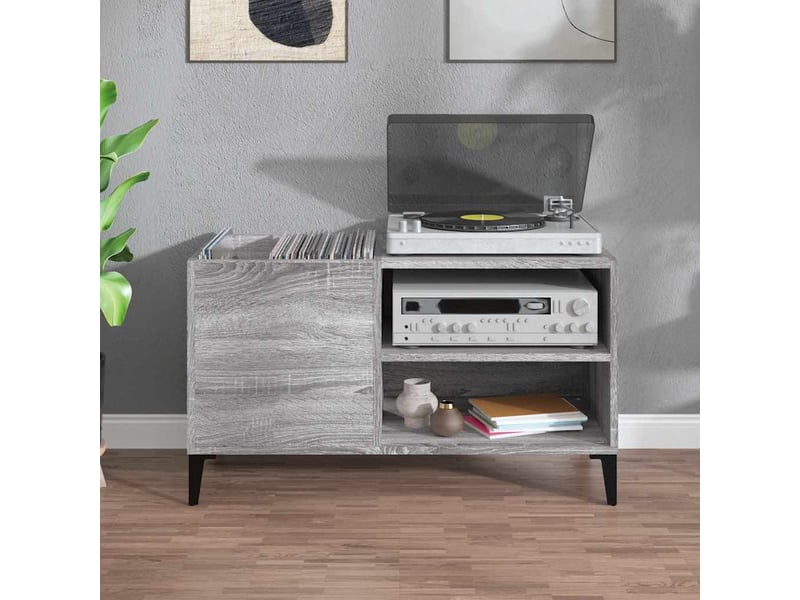  Armoire à disques, armoire de rangement sonoma gris 84,5x38x48 cm bois d'ingénierie  - Conforama C