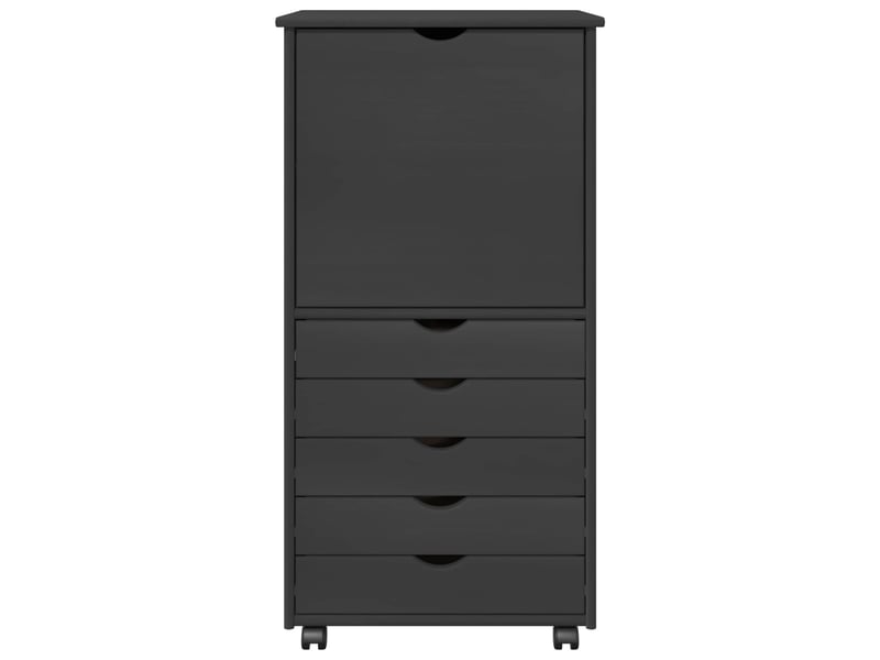  Caisson roulant de bureau, meuble de rangement 53 x 39 x 103 cm bois de pin massif gris  - Conforama E