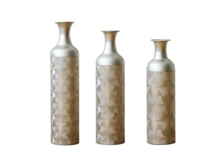 Lot de 3 vases de sol à motif ondulé 506683 cm en métal argenté