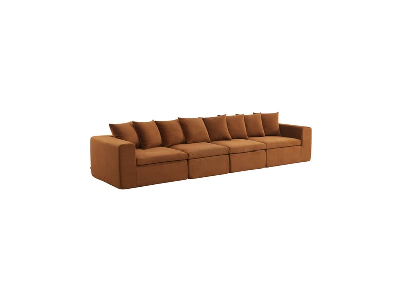  Canapé modulable tissu chenille 5 places terracotta - movi  - Conforama A