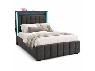 Lit avec rangement 90x200 cm ULQENI coloris gris