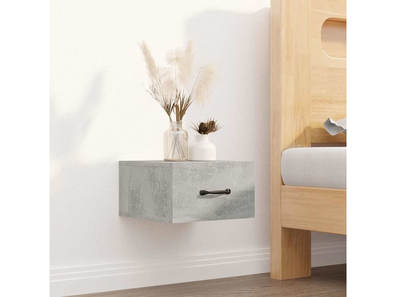  Lot de 2 tables de chevet - cabinet de chevet - table de nuit murales gris béton 35x35x20 cm  - Conforama B
