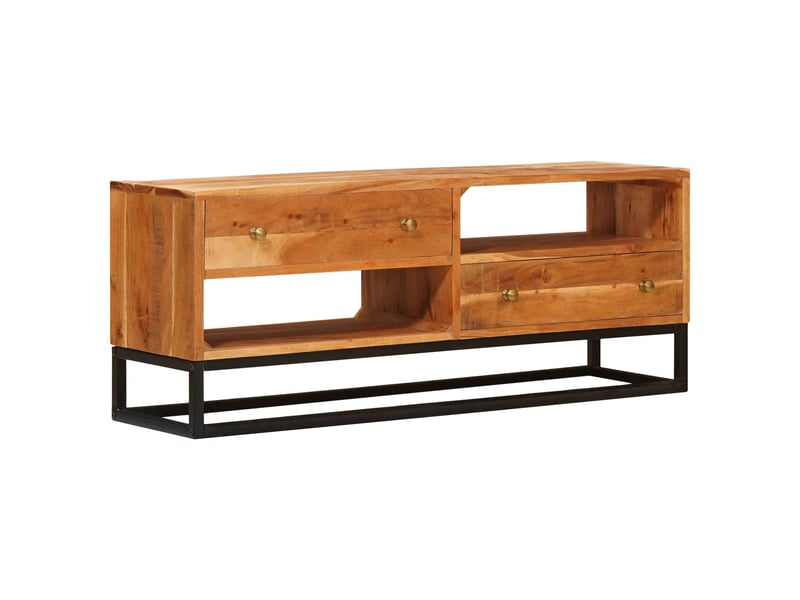  Meuble tv - banc tv - meuble de rangement naturel 110 x 30 x 44 cm bois d'acacia massif  - Conforama B