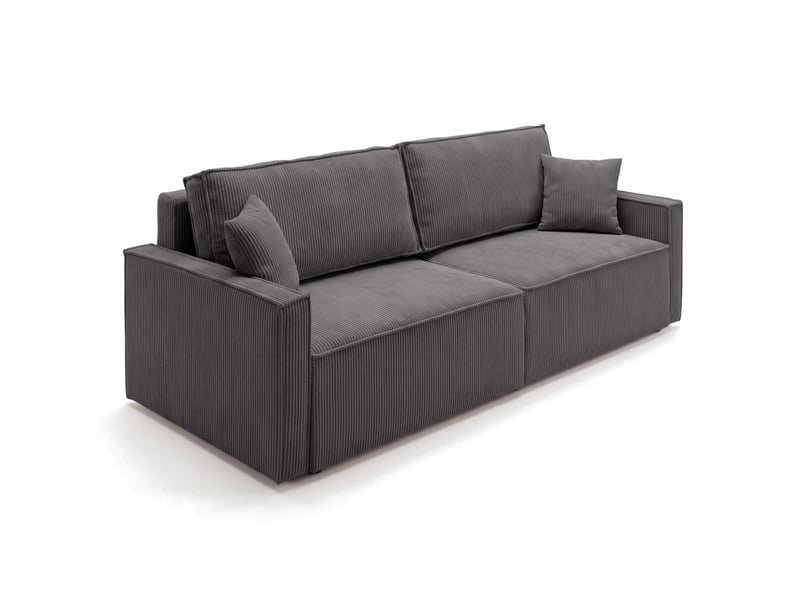  Farah - canapé droit 3 places convertible accoudoirs slim en velours cotelé  - Conforama B