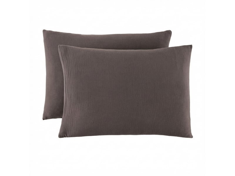  Lot 2 taies d'oreiller 50x70 cm gaze de coton - coton 57 fils charbon PD25494 - Conforama A