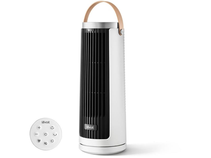  Ventilateur vertical mini sans fil rechargeables 5 vitesses auto oscillation 90° pour table ou sol noir blanc LEFAF132BW - Conforama B