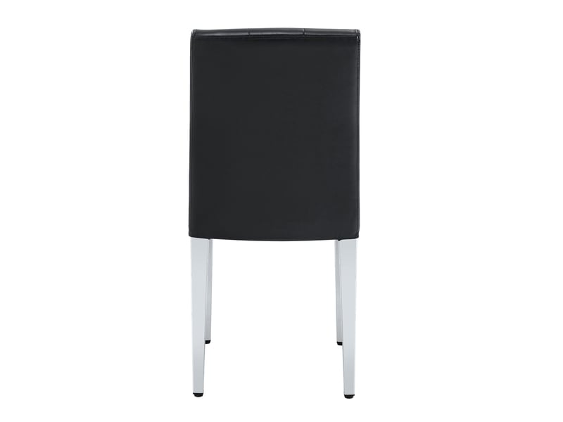  Lot de 4 chaises de salle à manger, chaise cuisine, dossier à motif losange, design contemporain, pu noir, métal argenté  - Conforama D