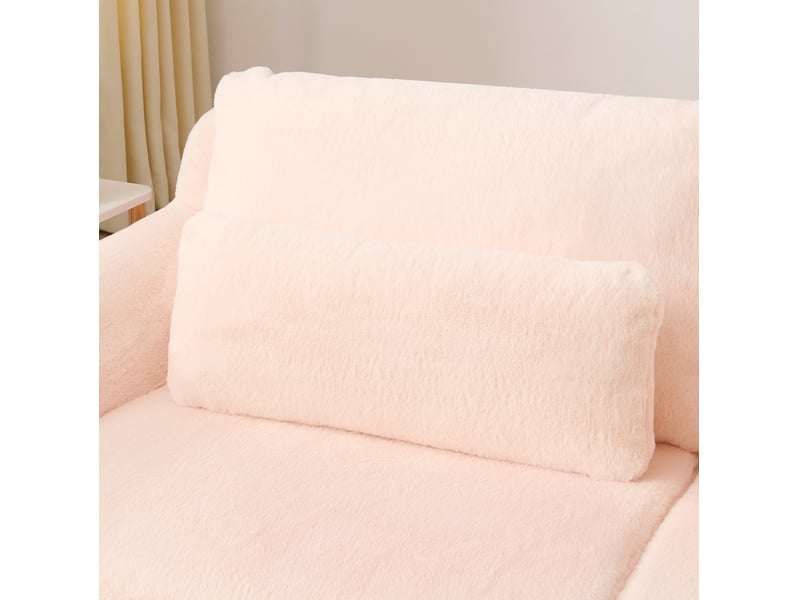 Canapé 2 places 208x101x81 cm rose en mousse, ports usb intégrés et poche latérale, format compact  - Conforama E