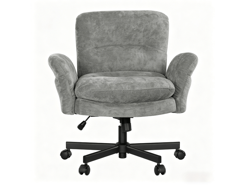 Chaise d’appoint moderne pivotante grise, fauteuil coiffeuse salon et chambre en chenille - Conforama A