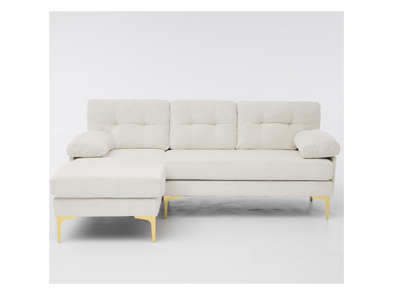Canapé d’angle 3 places beige, méridienne réversible gauche droite, canapé en tissu chenille, 187,5 cm pour salon moderne - Conforama W
