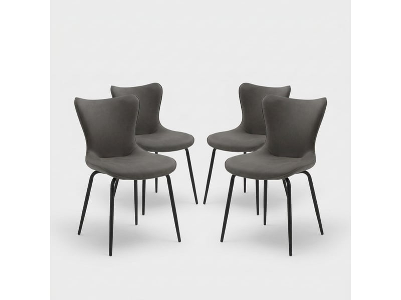  Lot de 4 chaises de salle à manger rembourrées en similicuir viola - gris  - Conforama A
