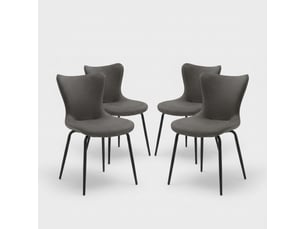 Lot de 4 chaises de salle à manger rembourrées en similicuir viola - gris