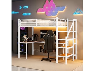 Lit mezzanine 90x190 cm <strong>HAVRYA</strong> <strong></strong> coloris blanc