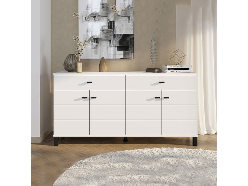  Buffet barich, enfilade 3 étagères, 154x35x78h cm blanc Barich - Conforama B