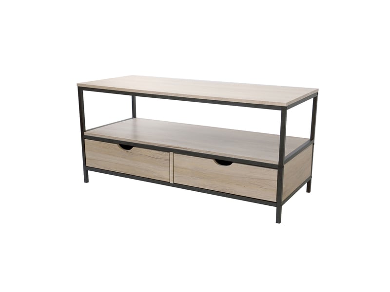 Meuble tv 2 tiroirs 120x39x57 cm naturel et noir - onyx - Conforama B