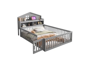 Lit 2 places 140x200 cm <strong>REDOM</strong>  <strong></strong> coloris gris