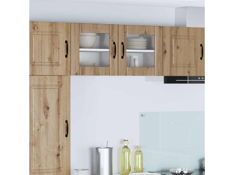  Meuble mural de cuisine, cabinet en verre mural chêne artisanal 40x31x40cm shl4327  - Conforama B