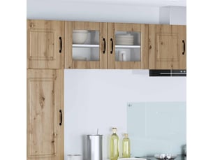 Meuble mural de cuisine, cabinet en verre mural chêne artisanal 40x31x40cm shl4327