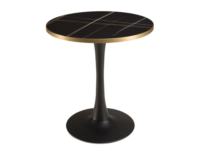  Icare - ensemble n°3: table bistrot d70cm en céramique marbré noir  - Conforama A