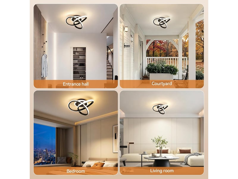  Plafonnier led 21w moderne avec fonction mémoire 3 températures 3000-6500k, lampe de plafond cri80 2100lm, lustre salon pour cuisine et chambre, noir OPULERANE TRADING LTD - Conforama D