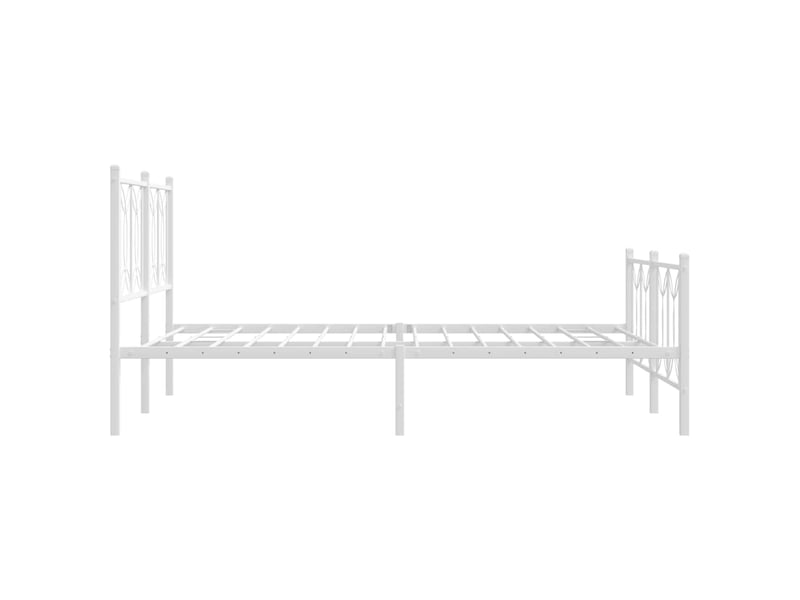  Lit double- lit adulte -  cadre de lit métal sans matelas et pied de lit blanc 135x190 cm  - Conforama D