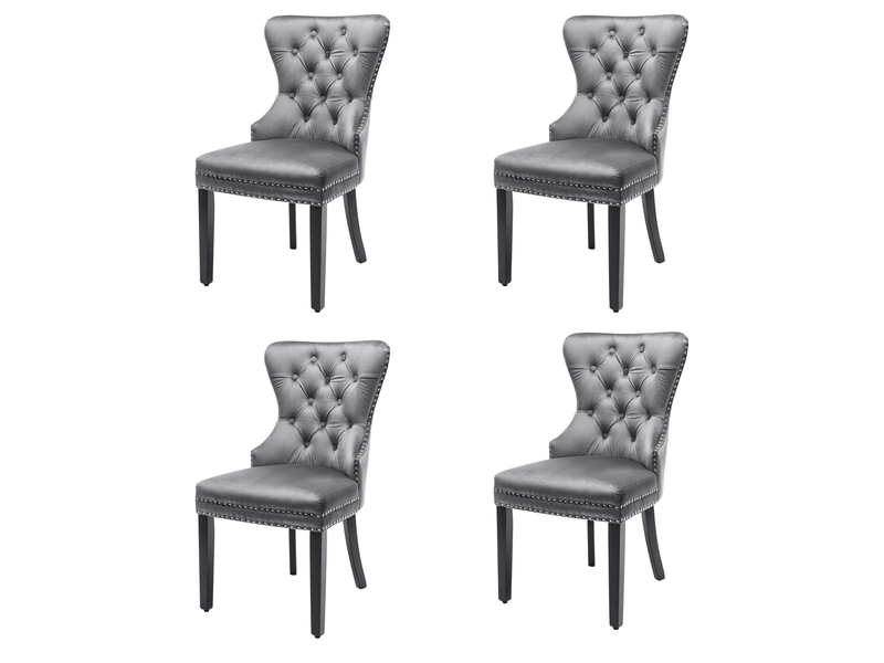  Lot de 4 chaises de salle à manger,51x51x97 cm,capitonné,velours,gris  - Conforama A