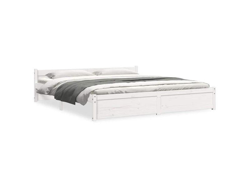 Lit double- lit adulte - cadre de lit sans matelas blanc bois massif 180x200 cm - Conforama A